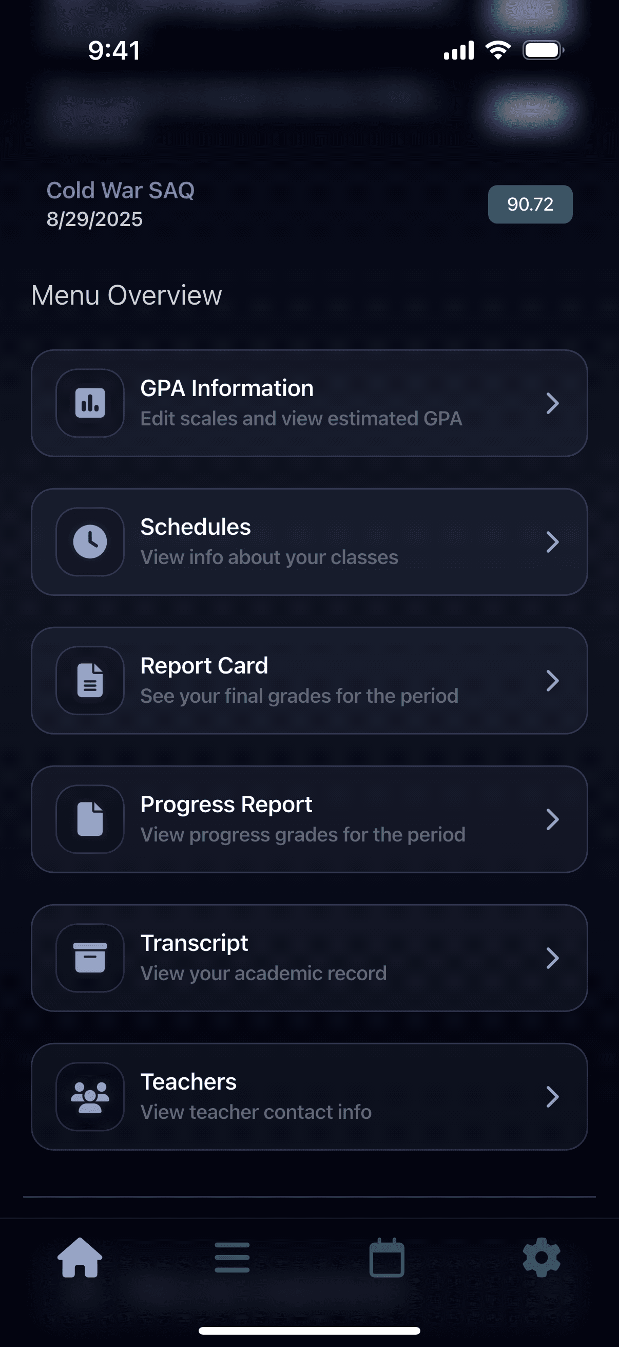 Grayd app screenshot IMG_8179.PNG - Academic companion app interface