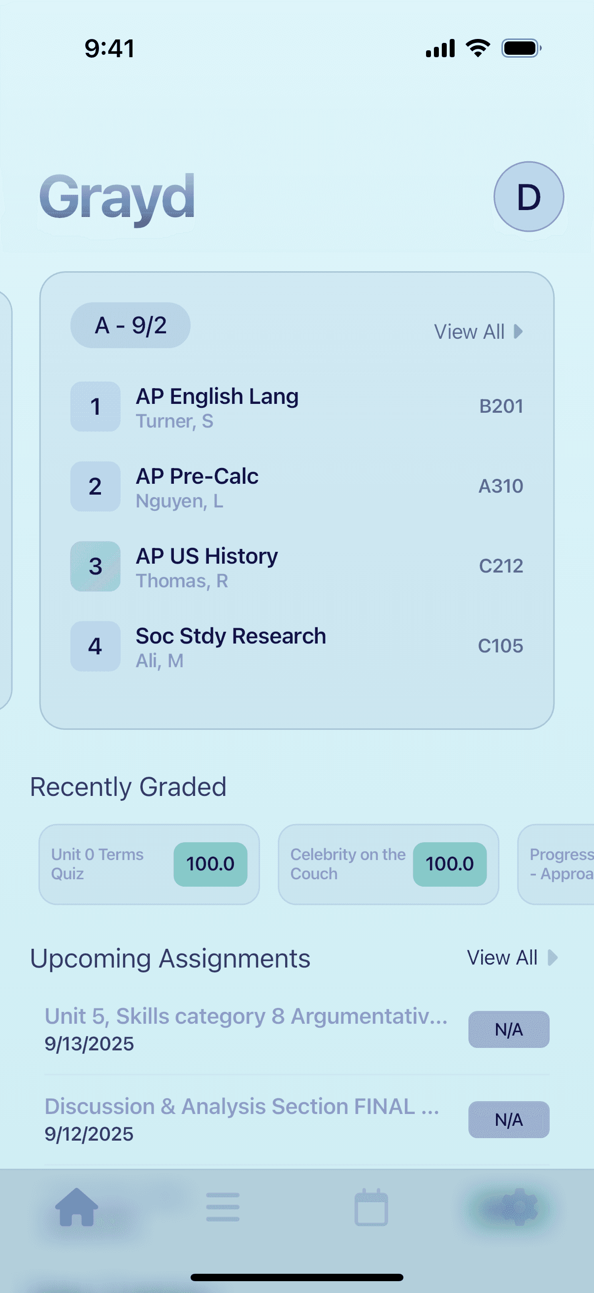Grayd app screenshot IMG_8187.PNG - Academic companion app interface
