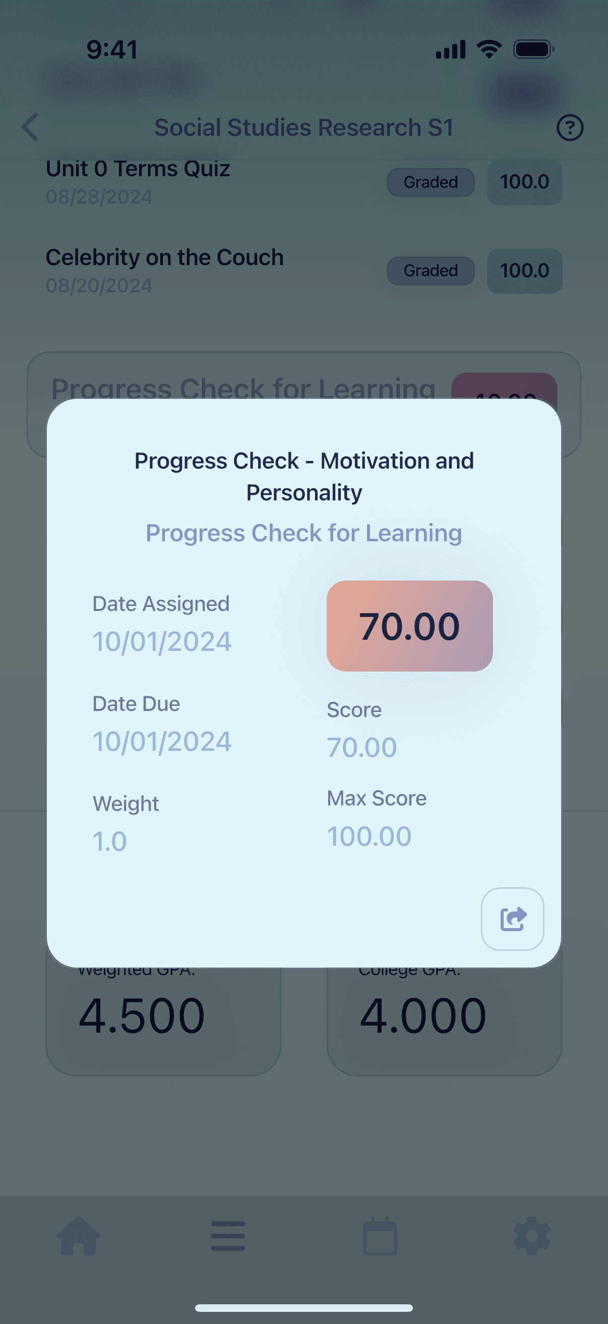 Grayd app screenshot IMG_8191.PNG - Academic companion app interface