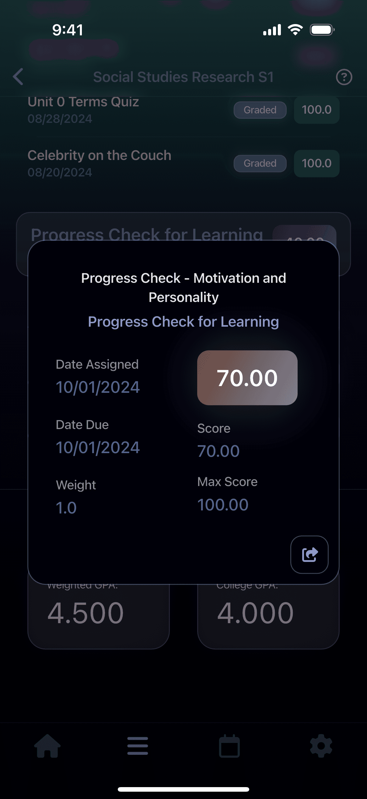 Grayd app screenshot IMG_8192.PNG - Academic companion app interface