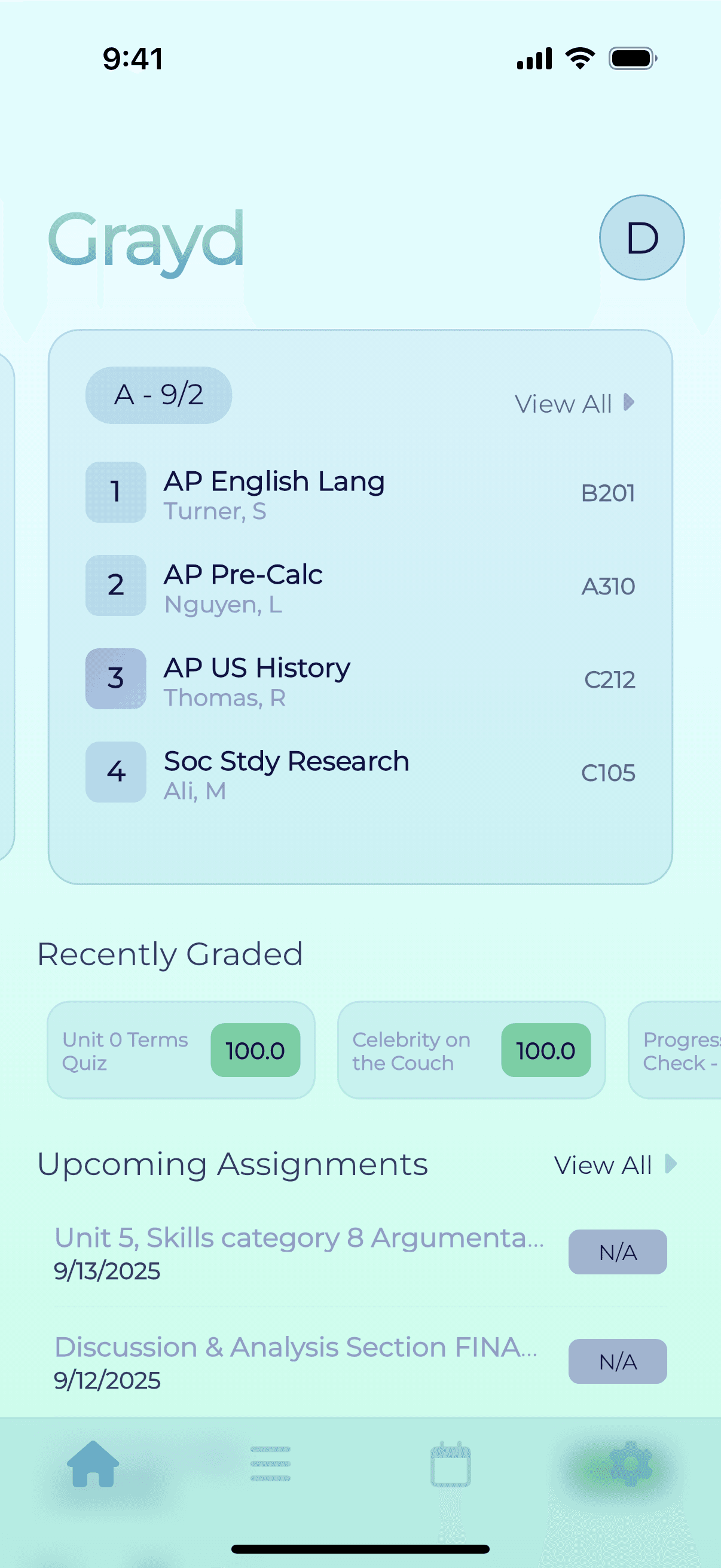 Grayd app screenshot IMG_8195.PNG - Academic companion app interface