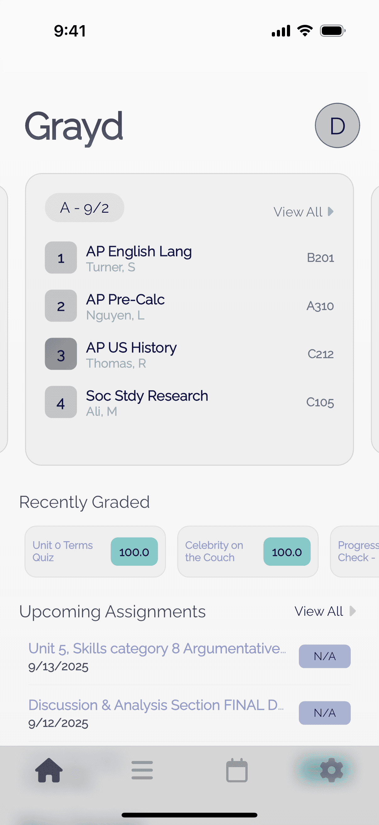 Grayd app screenshot IMG_8203.PNG - Academic companion app interface