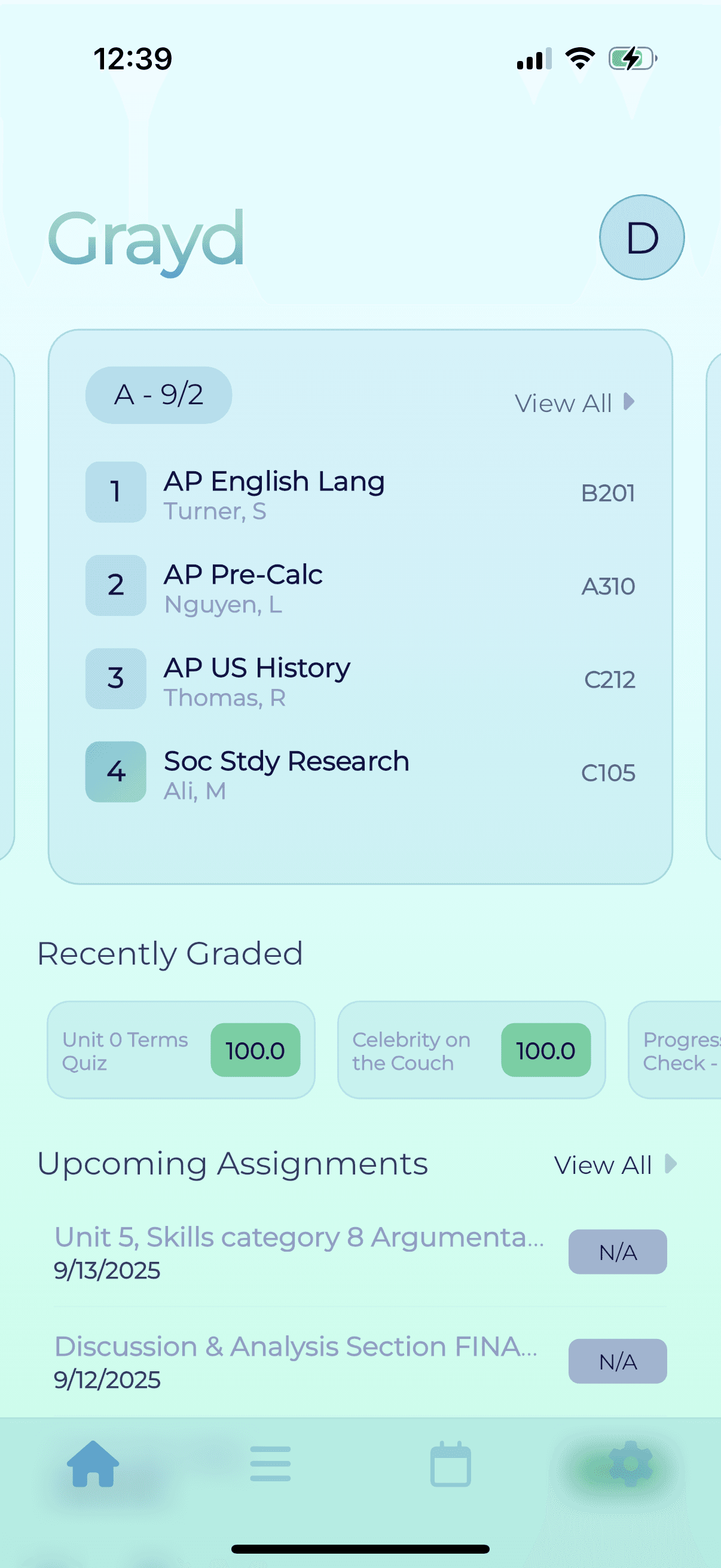 Grayd app screenshot IMG_8214.PNG - Academic companion app interface