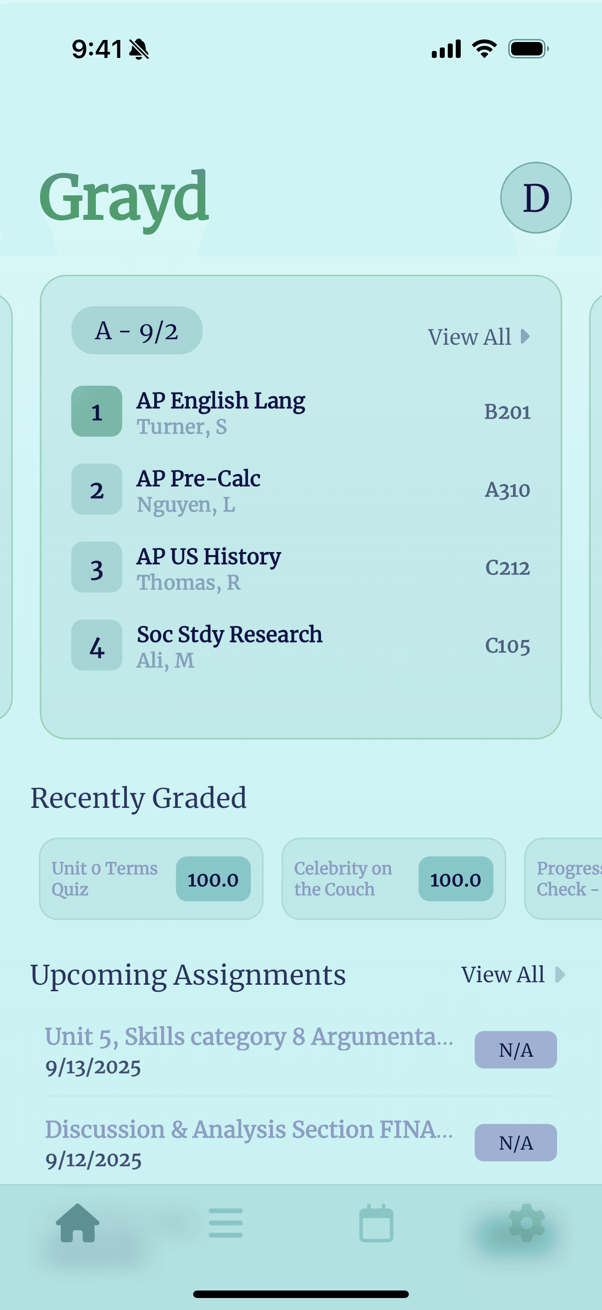Grayd app screenshot IMG_8259.PNG - Academic companion app interface