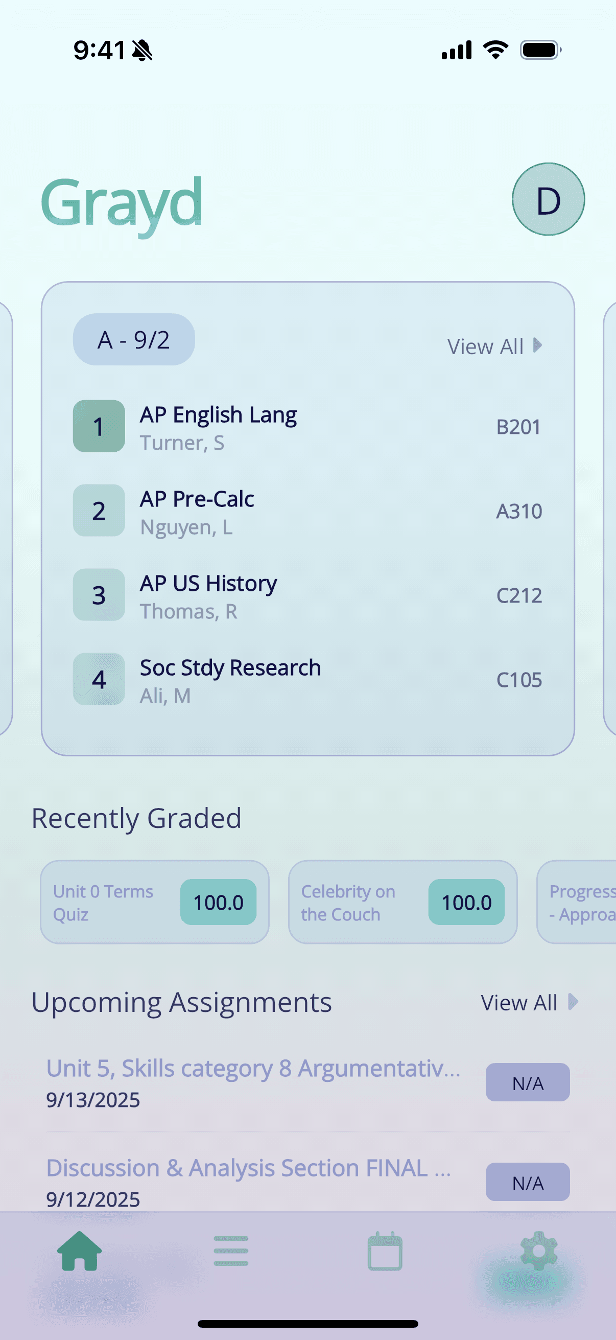 Grayd app screenshot IMG_8264.PNG - Academic companion app interface