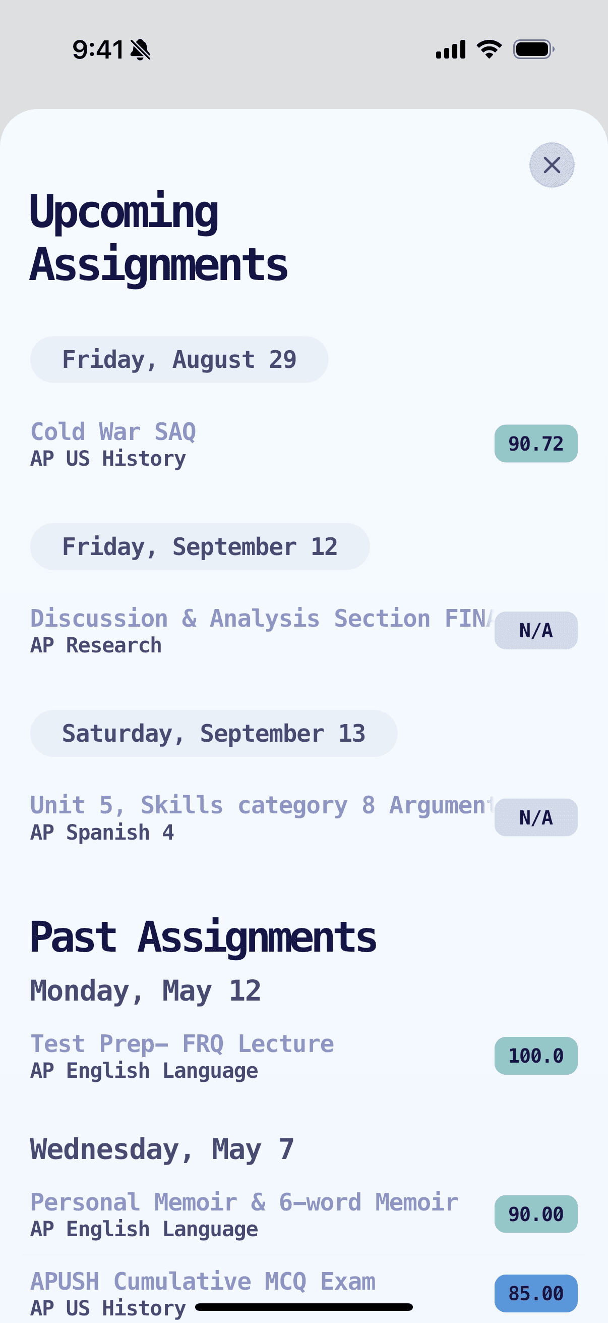 Grayd app screenshot IMG_8292.PNG - Academic companion app interface