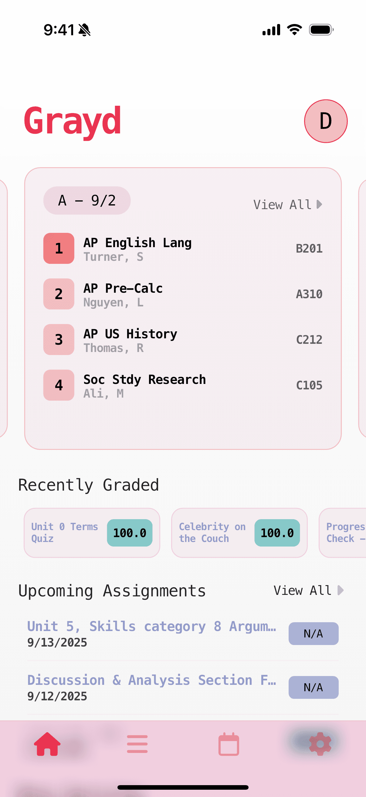 Grayd app screenshot IMG_8297.PNG - Academic companion app interface